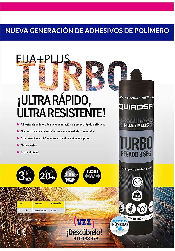 ADHESIVO FIJA+PLUS TURBO CARTUCHO 290 ML. NEGRO